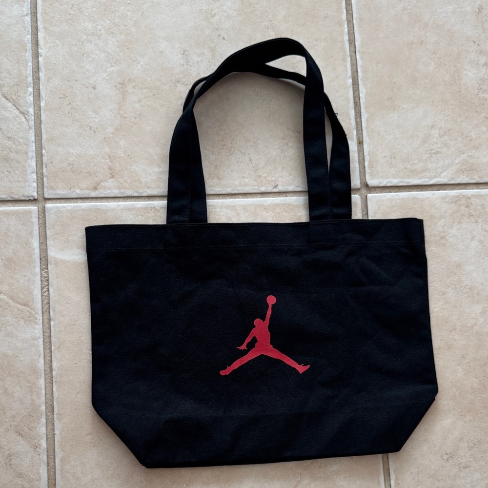 Jordan Black Canvas Tote with Red Logo